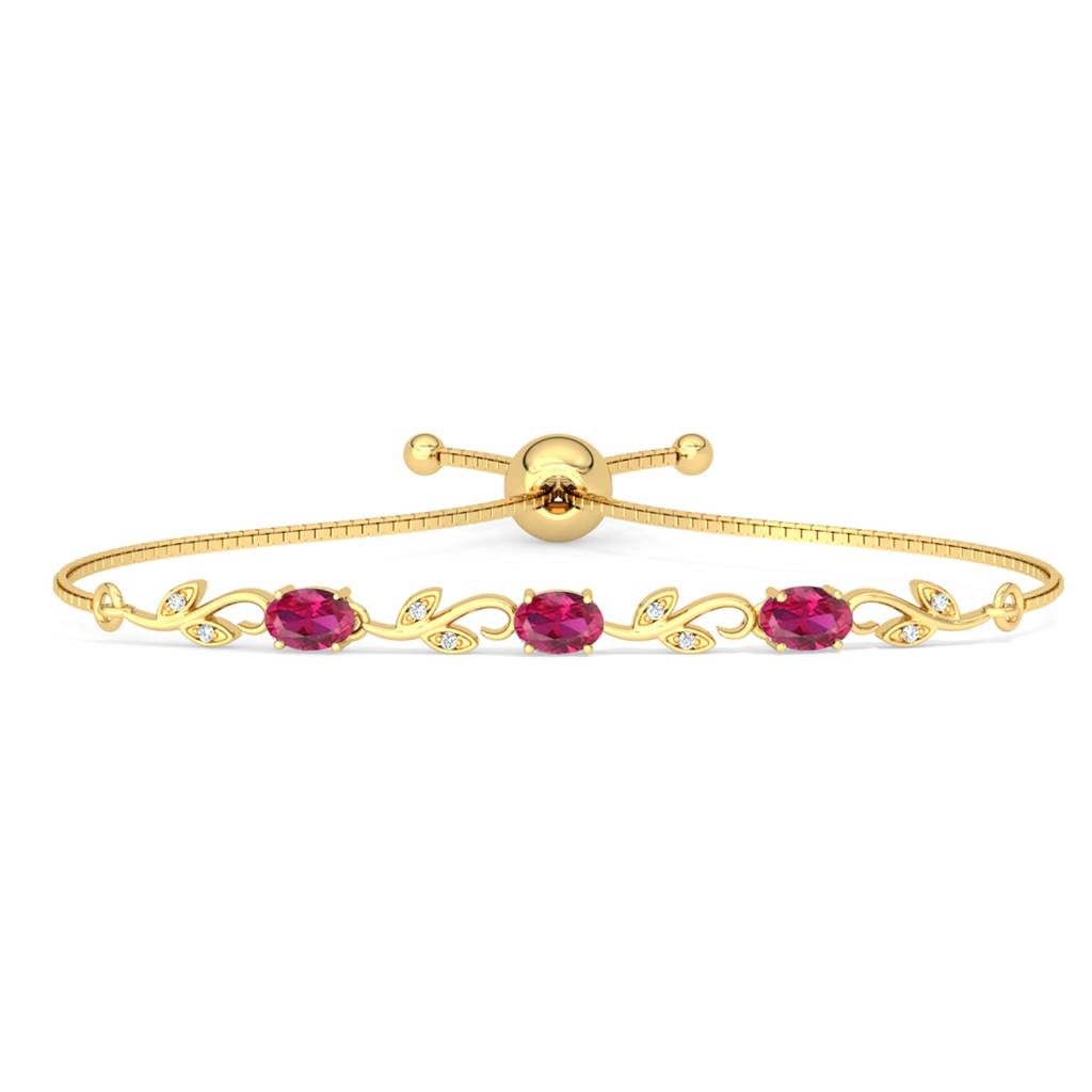 Clara 925 Pure Silver Adjustable Gold Plated Anti Tarnish Swiss Zirconia Golden Ruby Hand Bracelet : CSBRF44_SCH