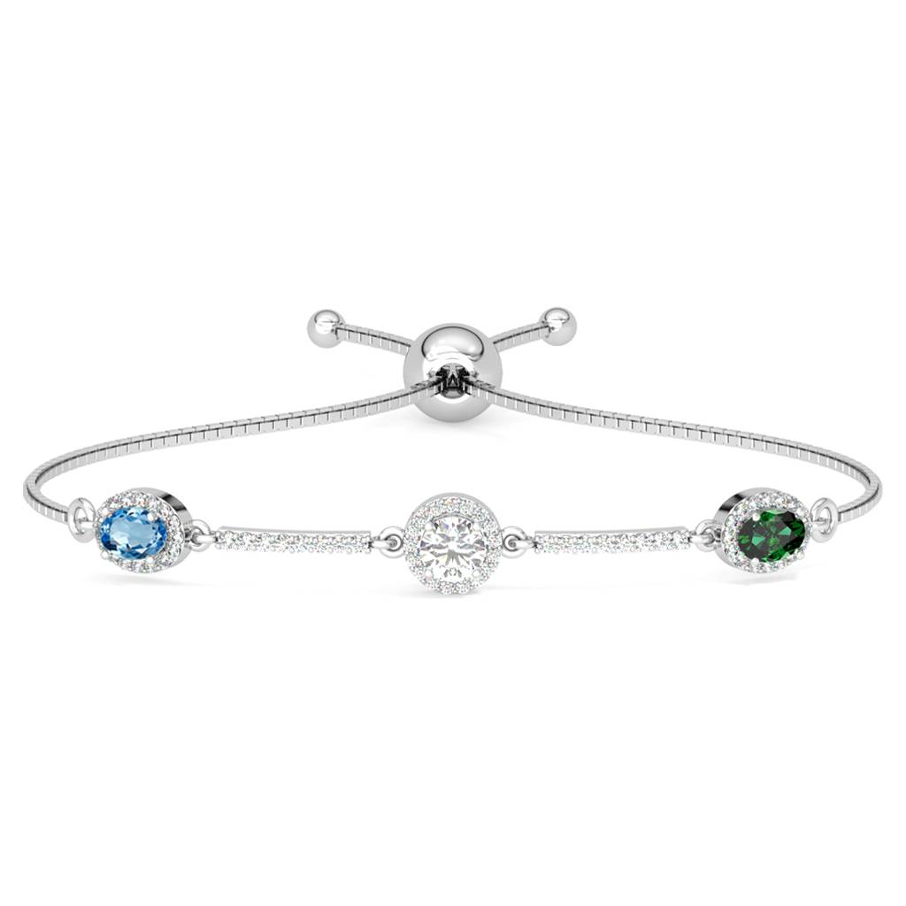 Clara 925 Pure Silver Adjustable Anti Tarnish Swiss Zirconia Solitaire Hand Bracelet : CSBRF45_SCH