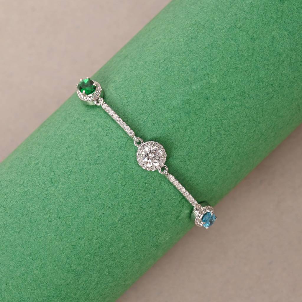 Clara 925 Pure Silver Adjustable Anti Tarnish Swiss Zirconia Solitaire Hand Bracelet : CSBRF45_SCH