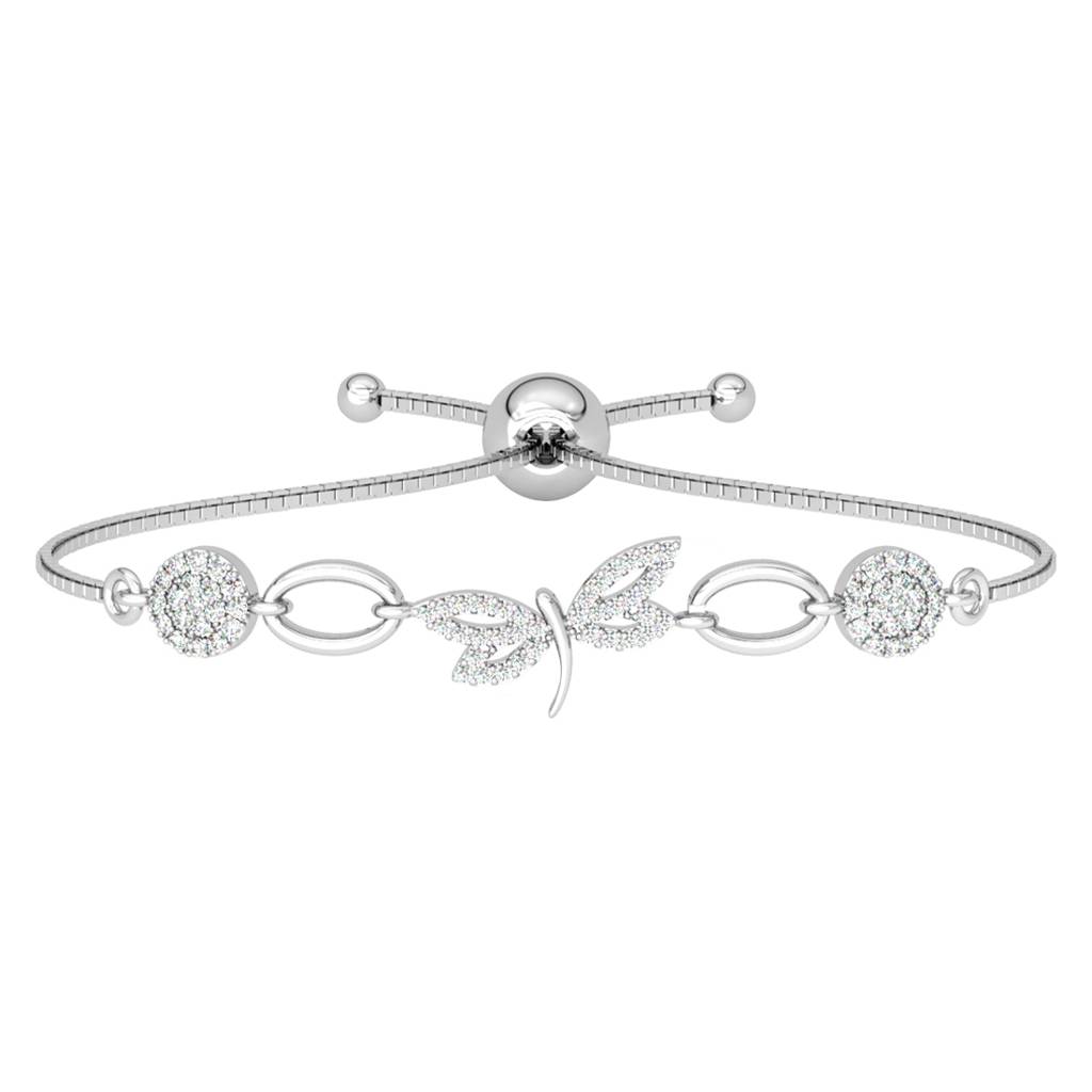Clara 925 Pure Silver Adjustable Anti Tarnish Swiss Zirconia Dragonfly Hand Bracelet : CSBRF47_SCH