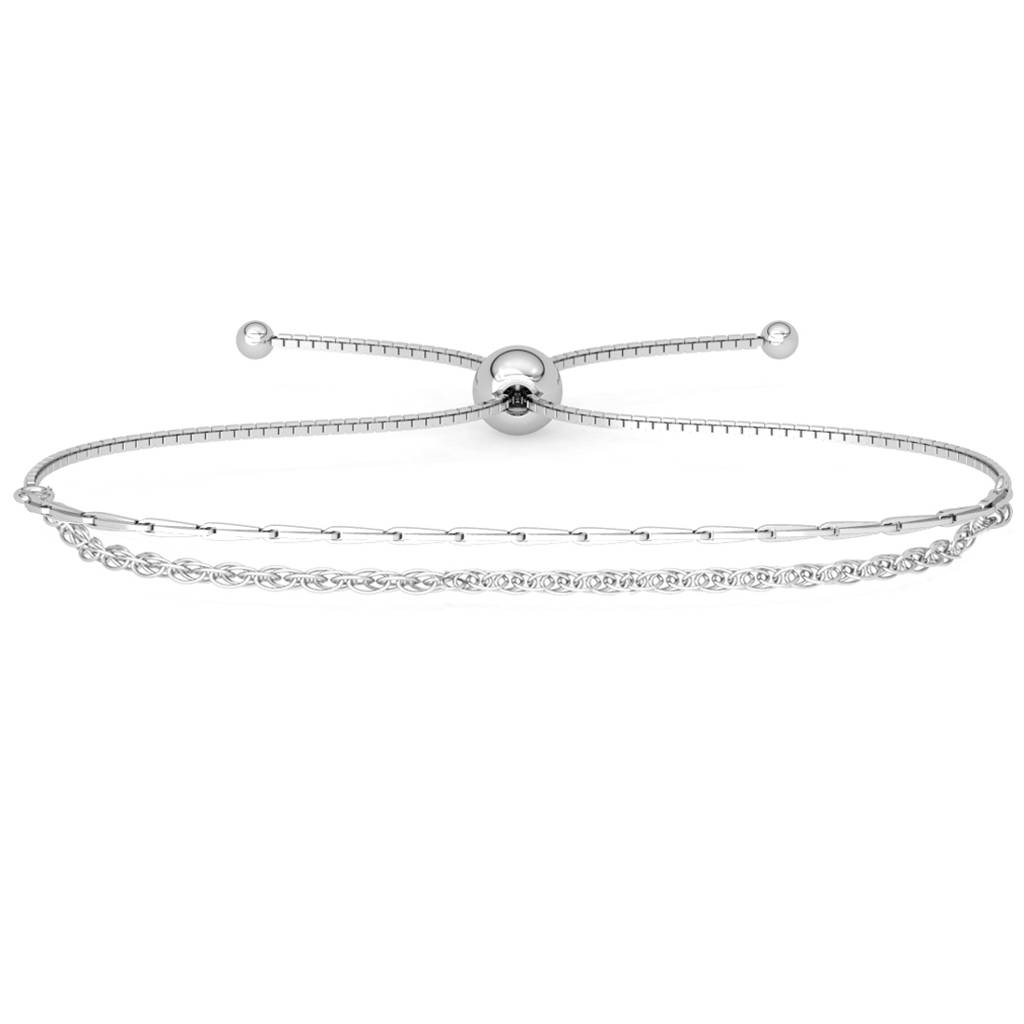 Clara 925 Pure Silver Adjustable Anti Tarnish Double Chain Bracelet : CSBRF50_SCH