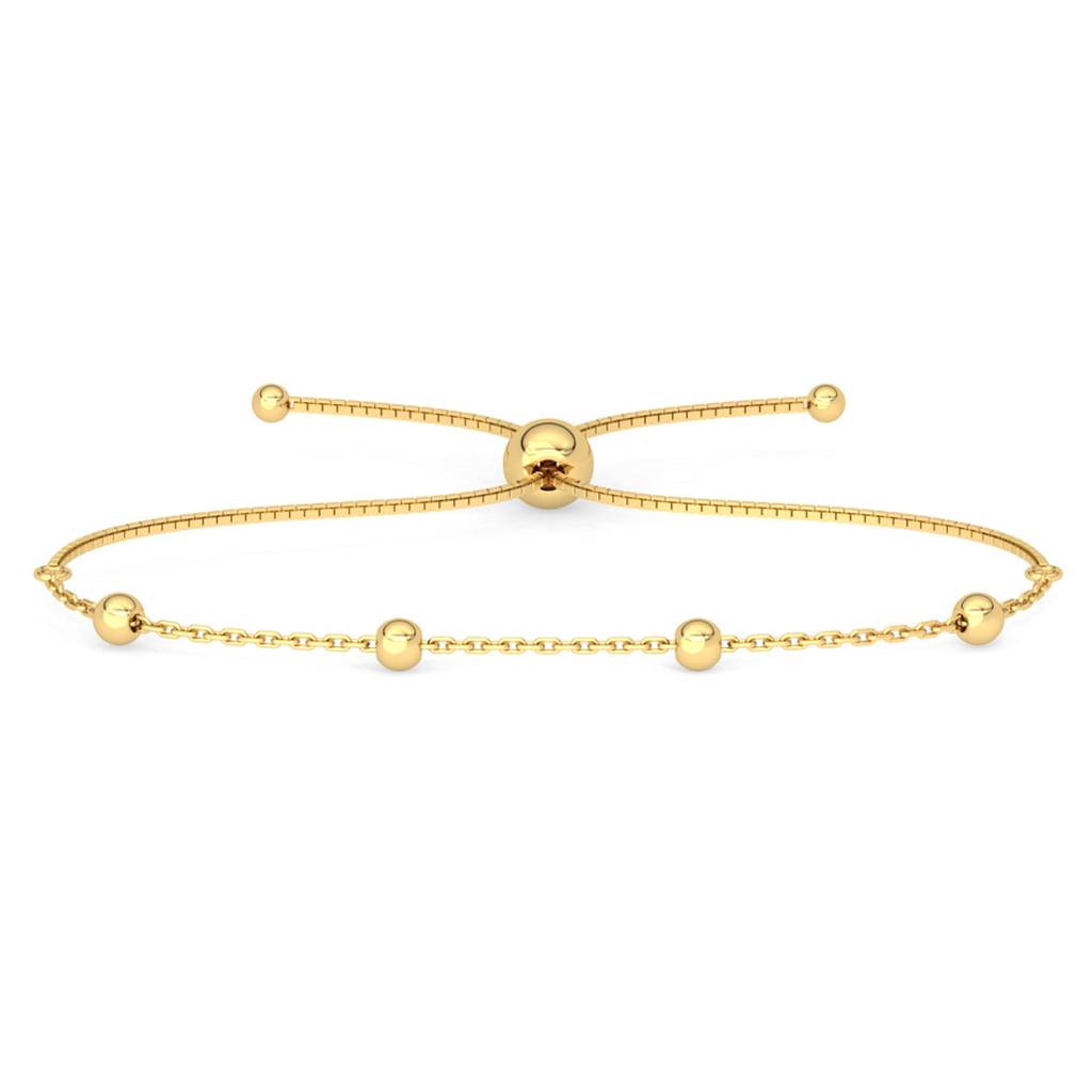 Clara 925 Pure Silver Adjustable Gold Plated Anti Tarnish Golden Ball Chain Bracelet : CSBRF51_SCH