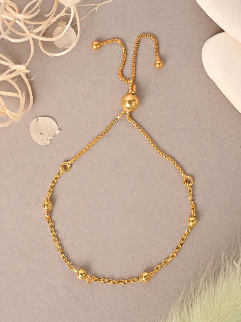Clara 925 Pure Silver Adjustable Gold Plated Anti Tarnish Golden Ball Chain  Bracelet Sterling Silver Adjustable Gold