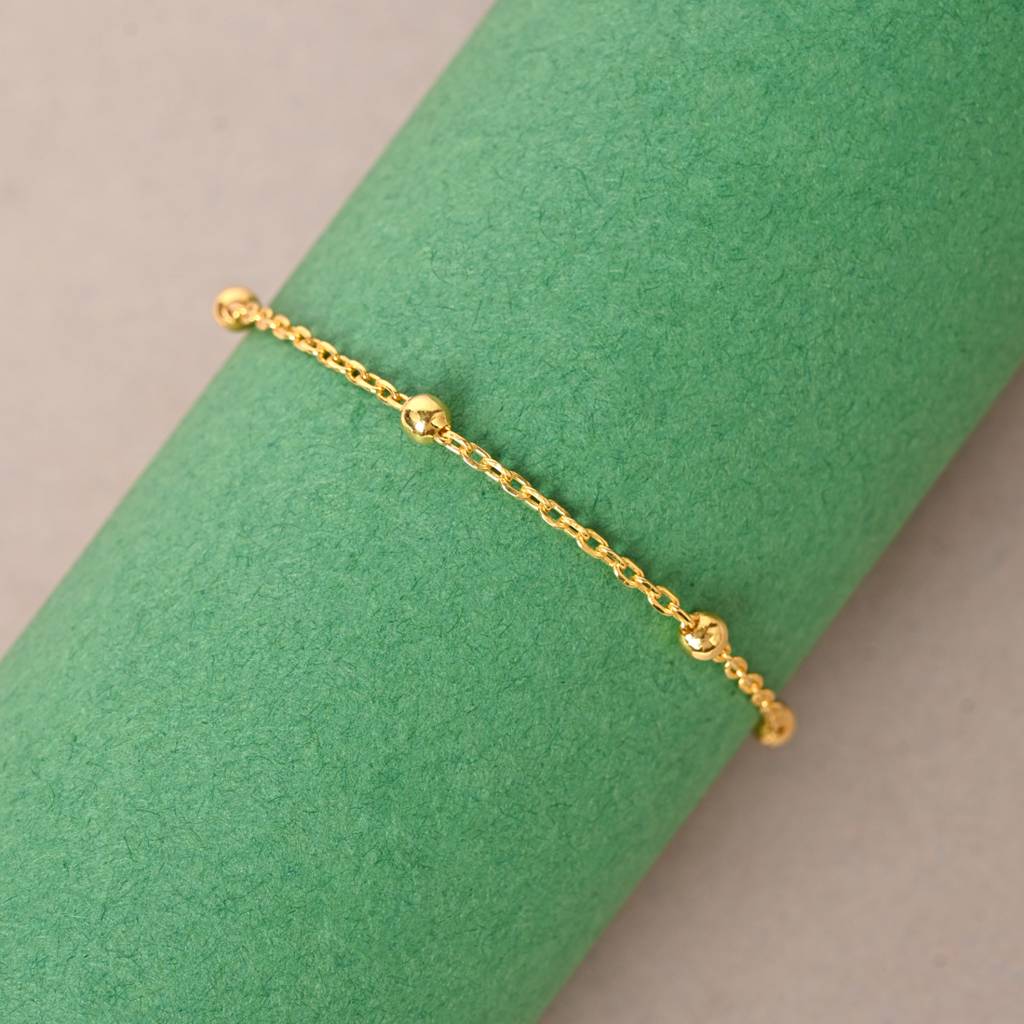 Clara 925 Pure Silver Adjustable Gold Plated Anti Tarnish Golden Ball Chain Bracelet : CSBRF51_SCH