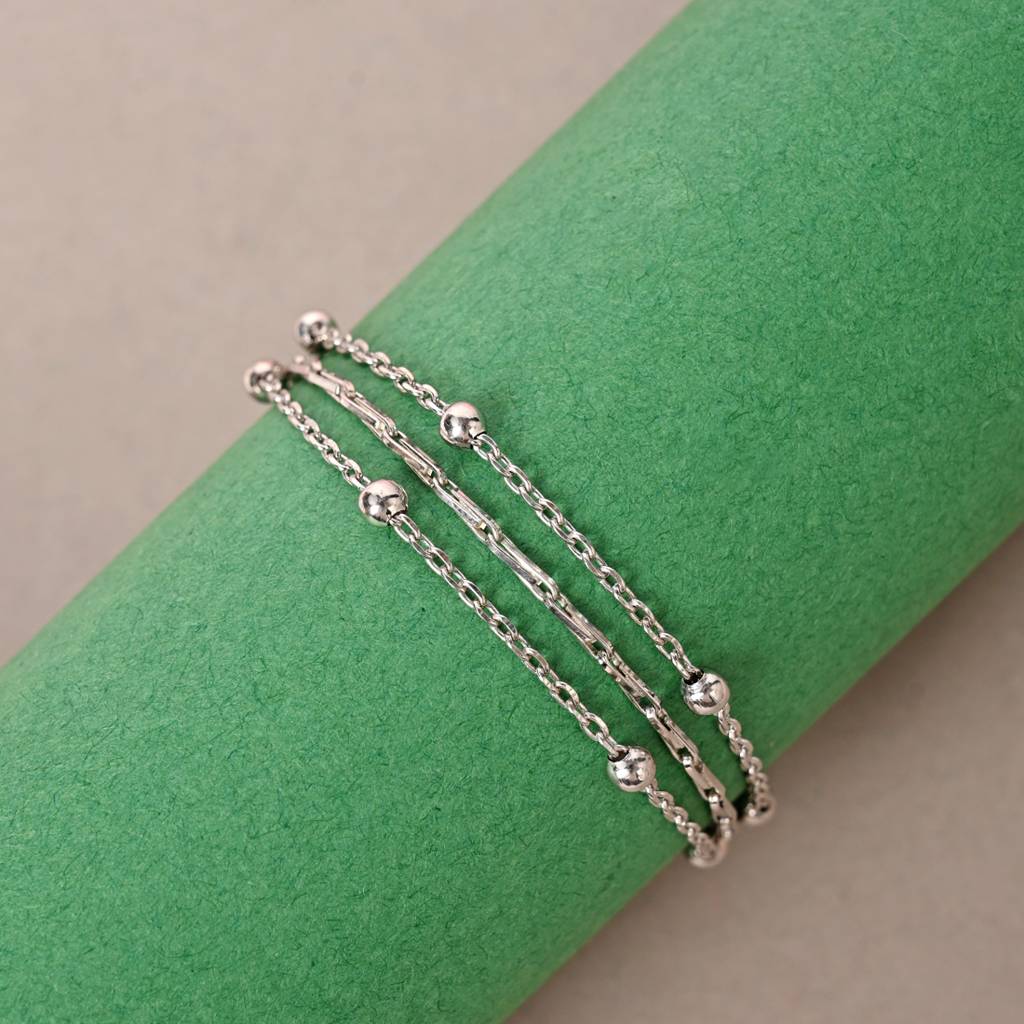Clara 925 Pure Silver Adjustable Anti Tarnish Multi Chain Bracelet : CSBRF52_SCH