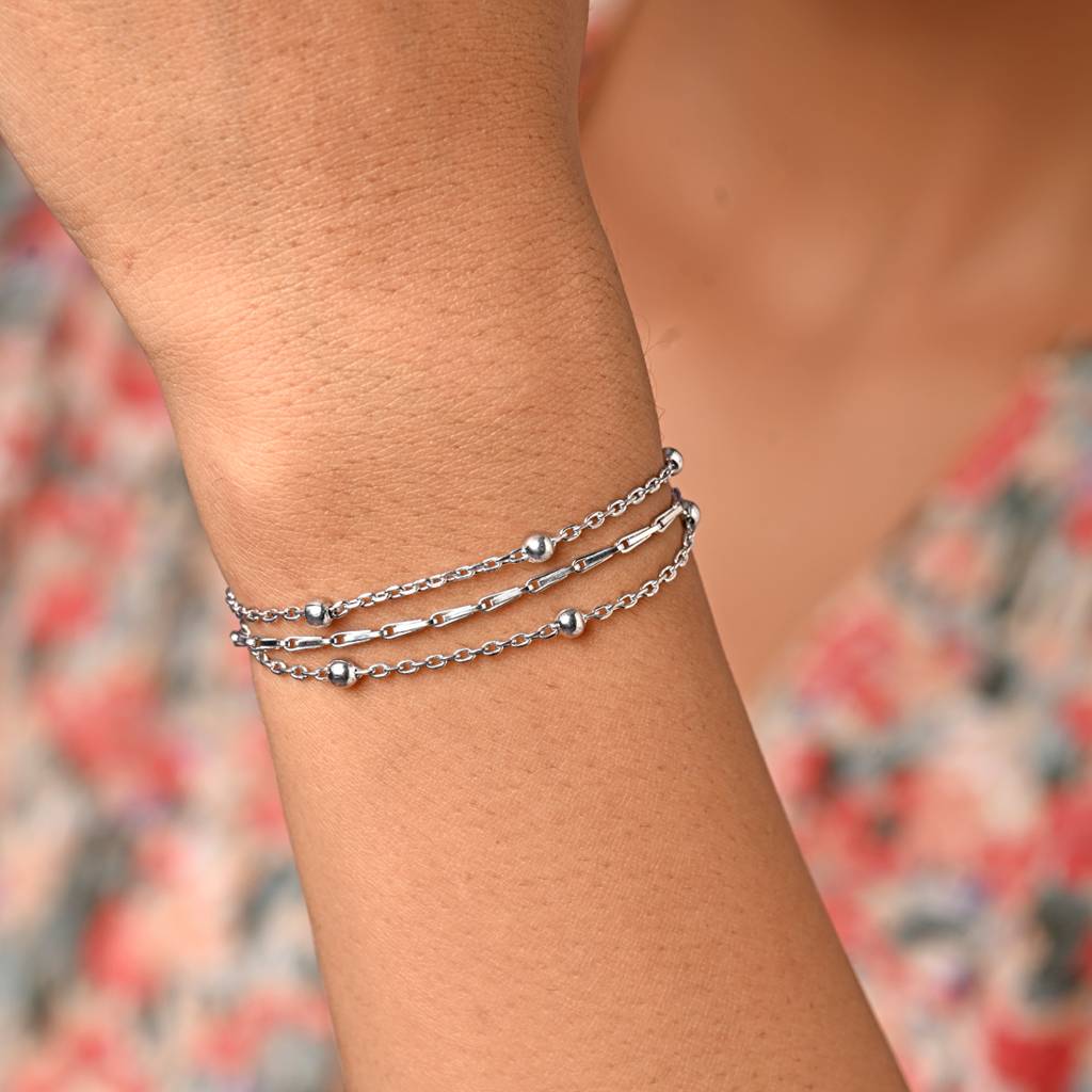 Clara 925 Pure Silver Adjustable Anti Tarnish Multi Chain Bracelet : CSBRF52_SCH