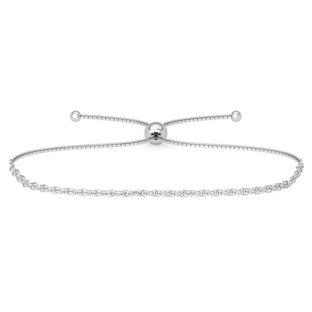 Clara 925 Pure Silver Adjustable Anti Tarnish Rope Chain Bracelet : CSBRF53_SCH