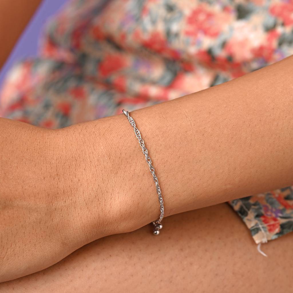 Clara 925 Pure Silver Adjustable Anti Tarnish Rope Chain Bracelet : CSBRF53_SCH