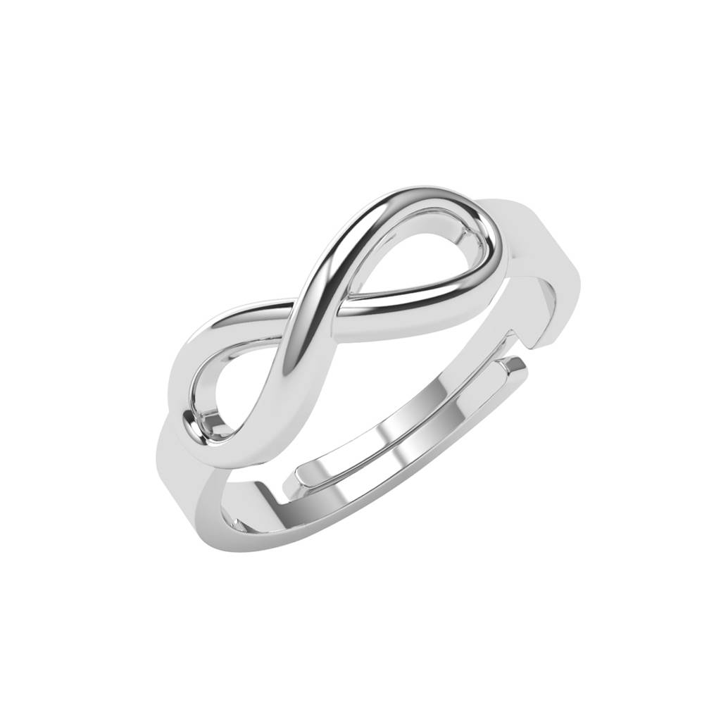 Clara 925 Silver Platinum Plated Adjustable Eve Infinity Love Daily Wear Finger Ring : CSFR104