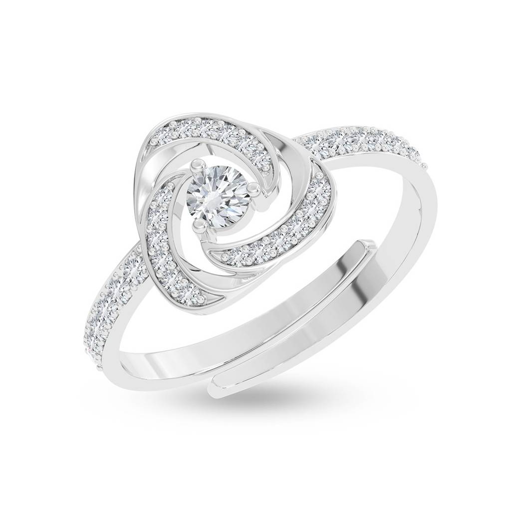925 Silver Platinum Plated Size Adjustable Bianca Solitaire Finger Ring For Women & Girls : CSFR109