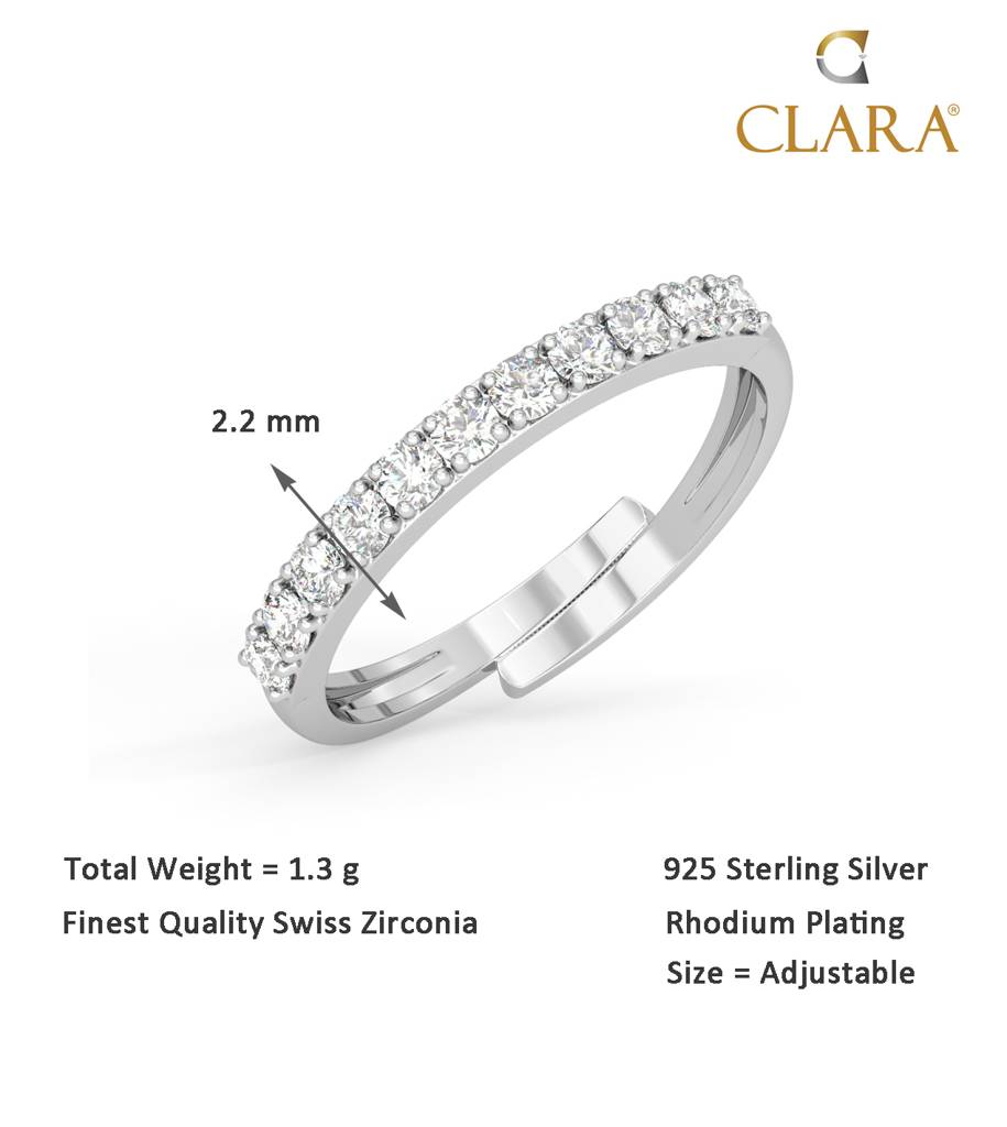 Clara 925 Sterling Silver Swiss Zircon Rhodium Plated Minimal