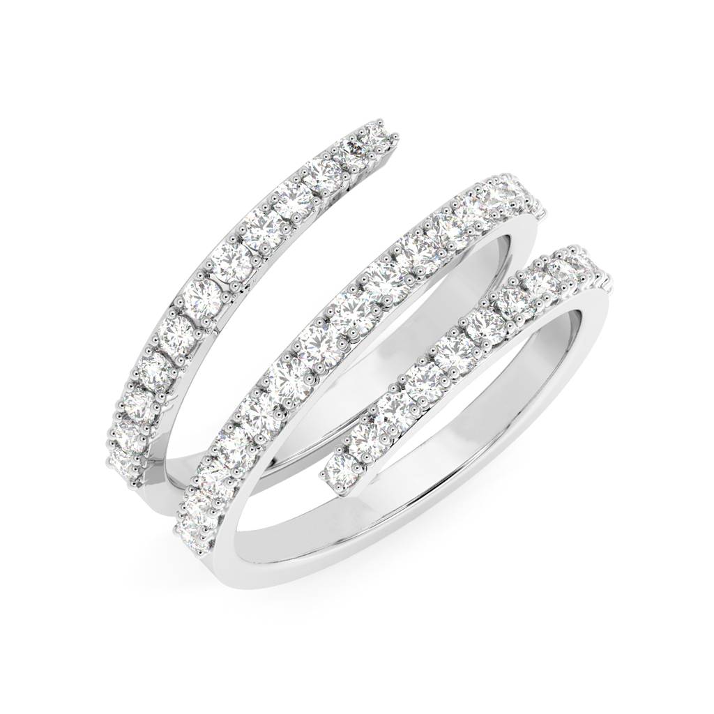 Clara 925 Sterling Silver Swiss Zircon Rhodium Plated Spiral Finger Ring With Adjustable Band : CSFR30