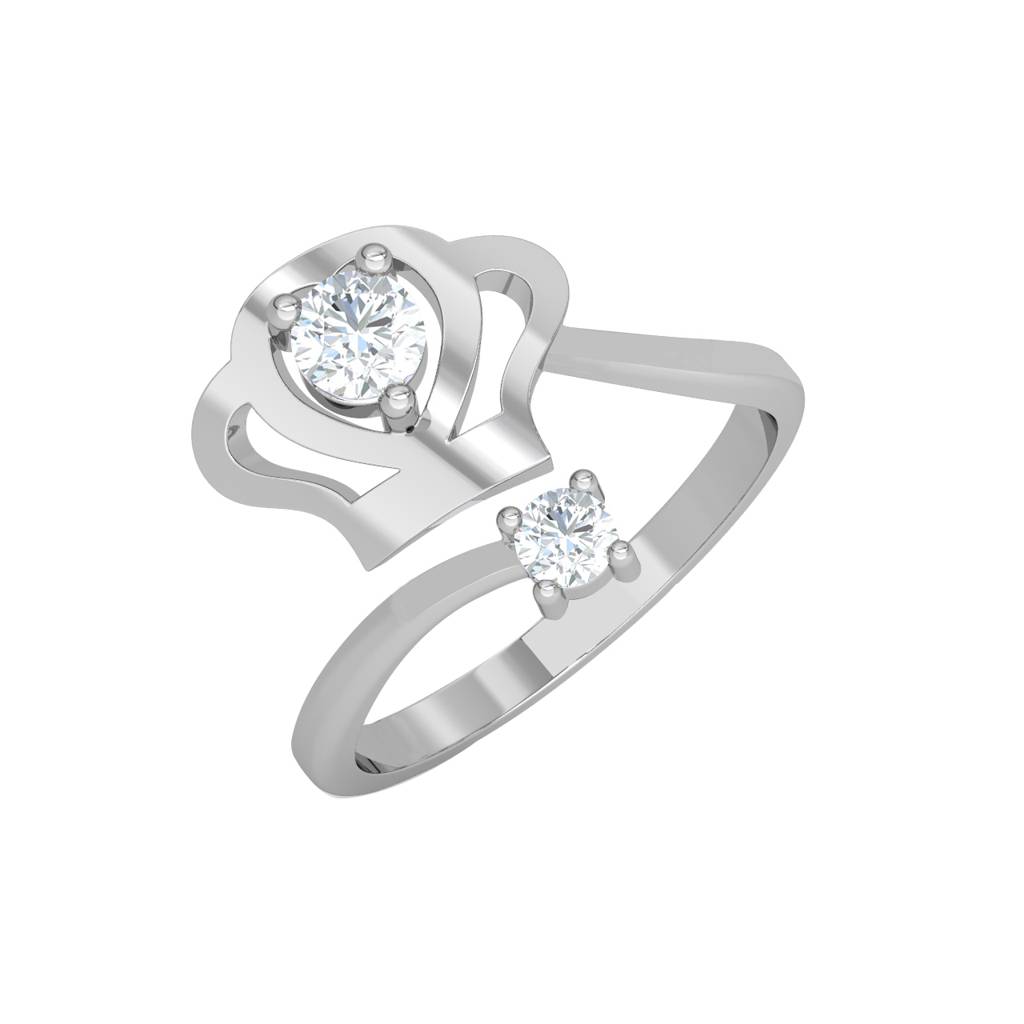 Clara 925 Sterling Silver Swiss Zircon Rhodium Plated Crown Finger Ring With Adjustable Band : CSFR33