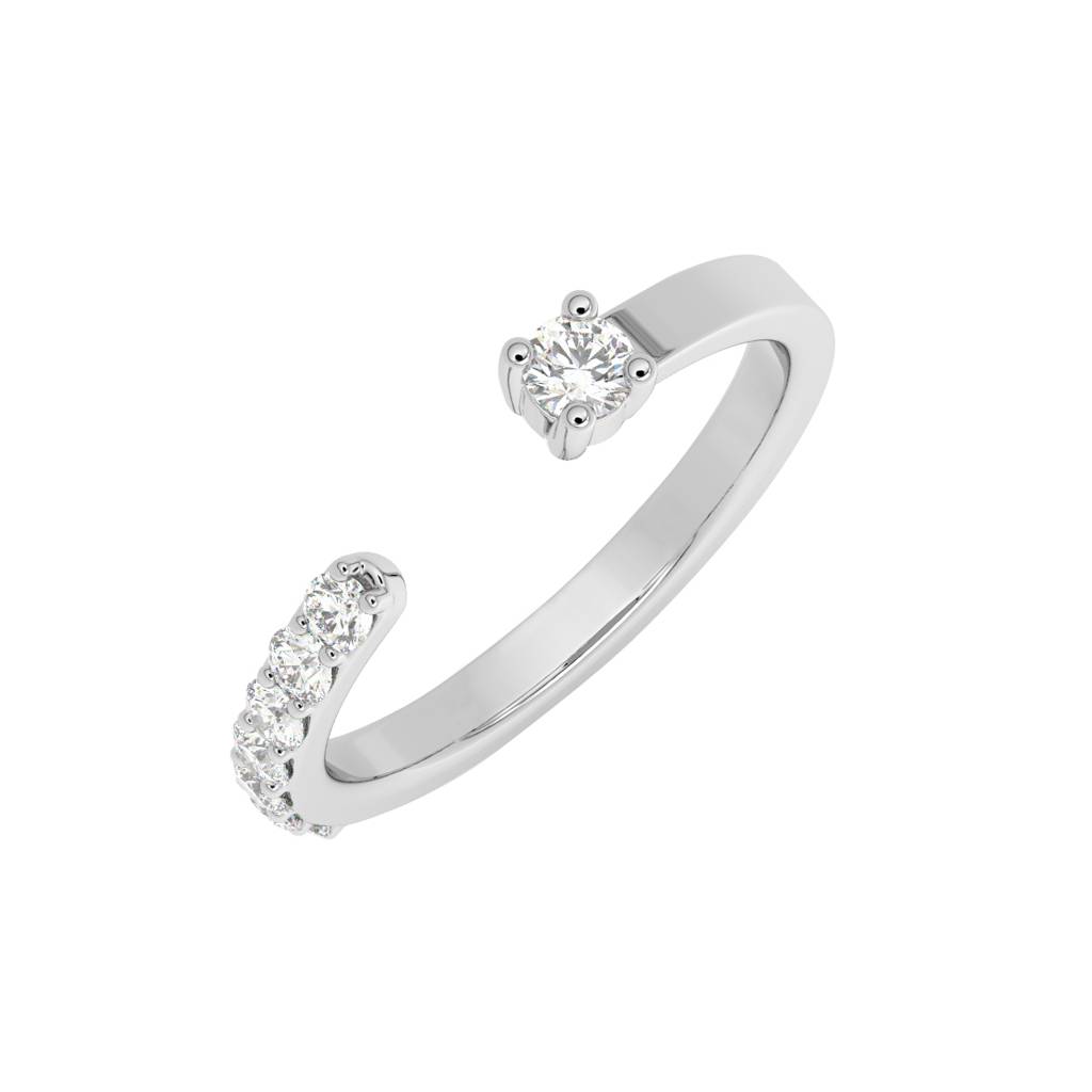 Clara 925 Sterling Silver Swiss Zircon Rhodium Plated Cute Finger Ring With Adjustable Band : CSFR34