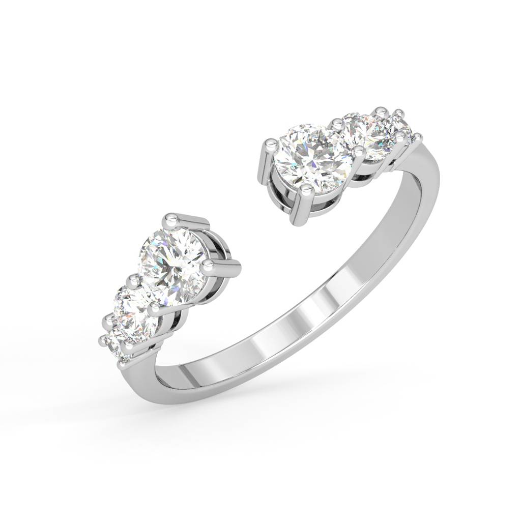 Clara 925 Sterling Silver Swiss Zircon Rhodium Plated Graduation Finger Ring With Adjustable Band : CSFR36
