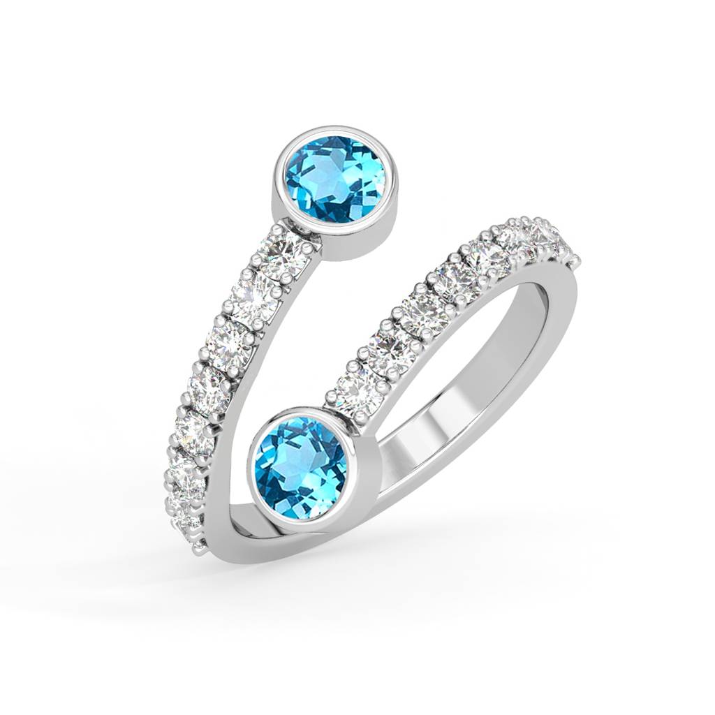 Clara 925 Sterling Silver Swiss Zircon Rhodium Plated Stylish Finger Ring With Adjustable Band : CSFR42