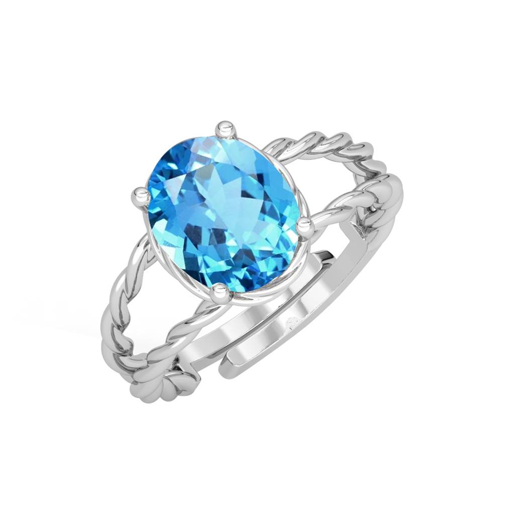 Clara 925 Sterling Silver Swiss Zircon Rhodium Plated Bt Rope Finger Ring With Adjustable Band : CSFR51