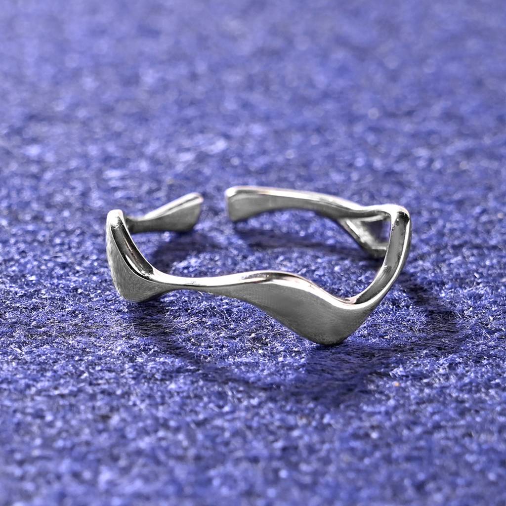 Clara Pure 925 Sterling Silver Wave Adjustable Thumb Band Finger Ring For Women & Girls : CSFR55