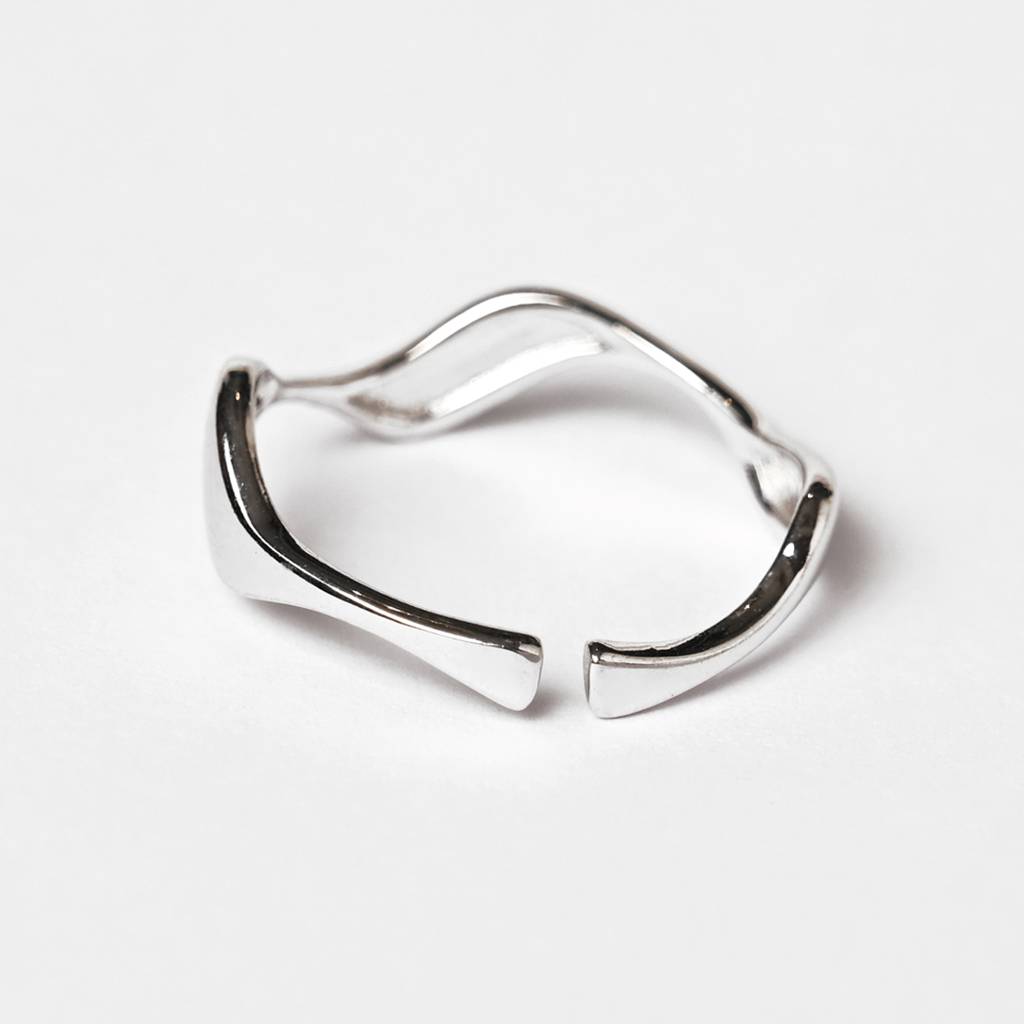 Clara Pure 925 Sterling Silver Wave Adjustable Thumb Band Finger Ring For Women & Girls : CSFR55
