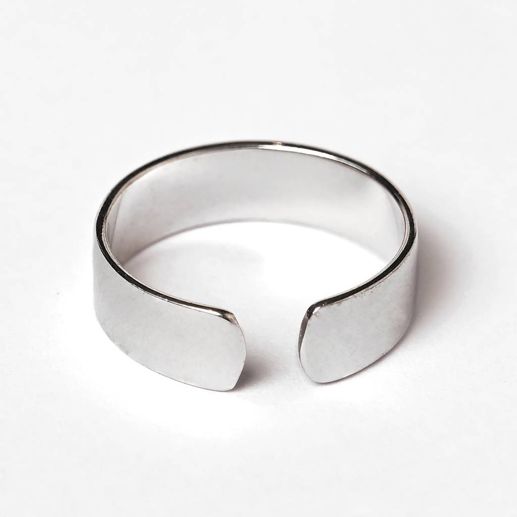 Clara Pure 925 Sterling Silver Broad Adjustable Thumb Band Finger Ring For Women & Girls : CSFR57