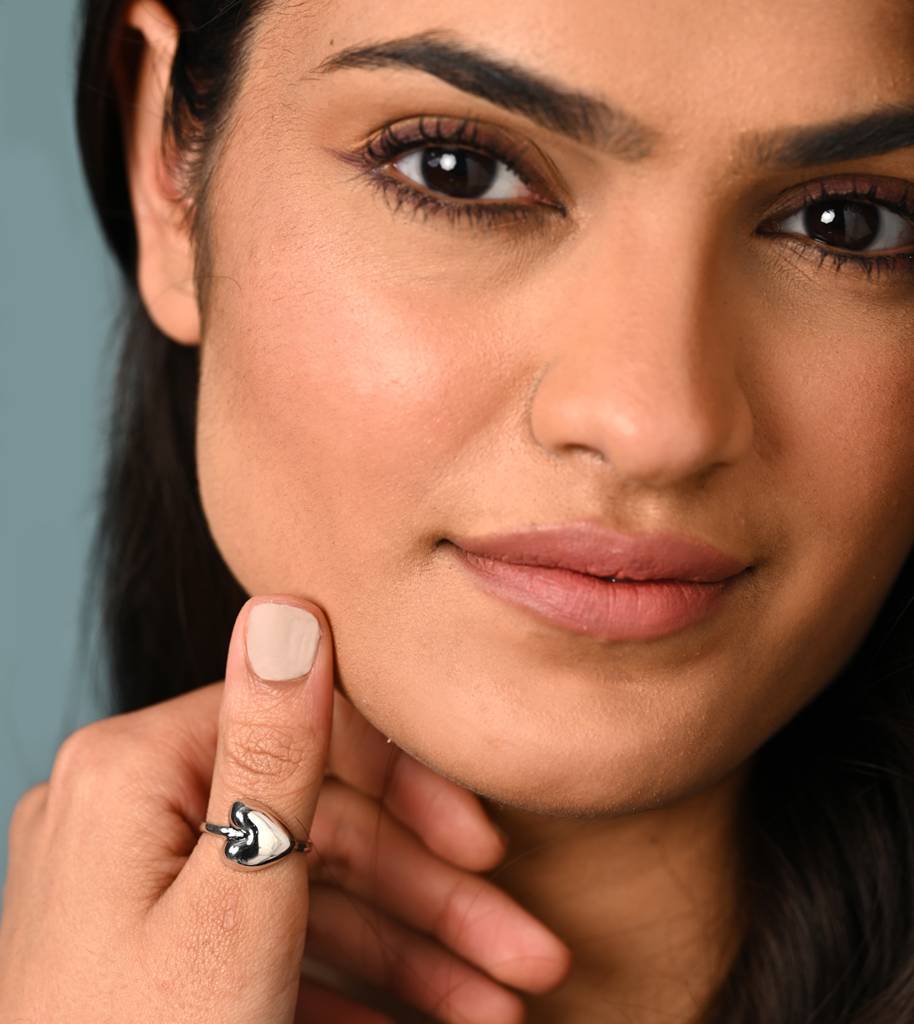 Clara Pure 925 Sterling Silver Promise Of Heart Adjustable Thumb Band Finger Ring For Women & Girls : CSFR62