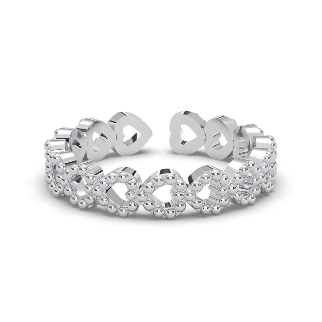Clara Pure 925 Sterling Silver Line Of Heart Adjustable Thumb Band Finger Ring For Women & Girls : CSFR65