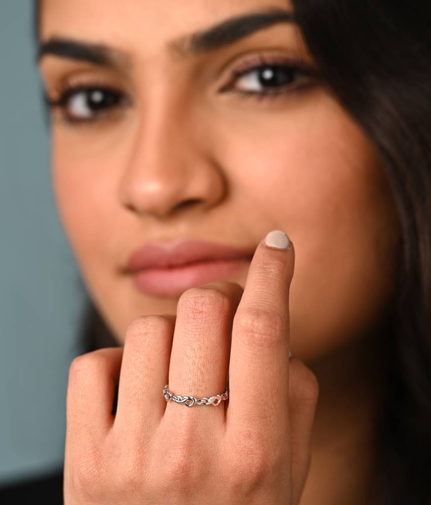 Clara Pure 925 Sterling Silver Knotted Heart Adjustable Thumb Band Finger Ring For Women & Girls : CSFR66