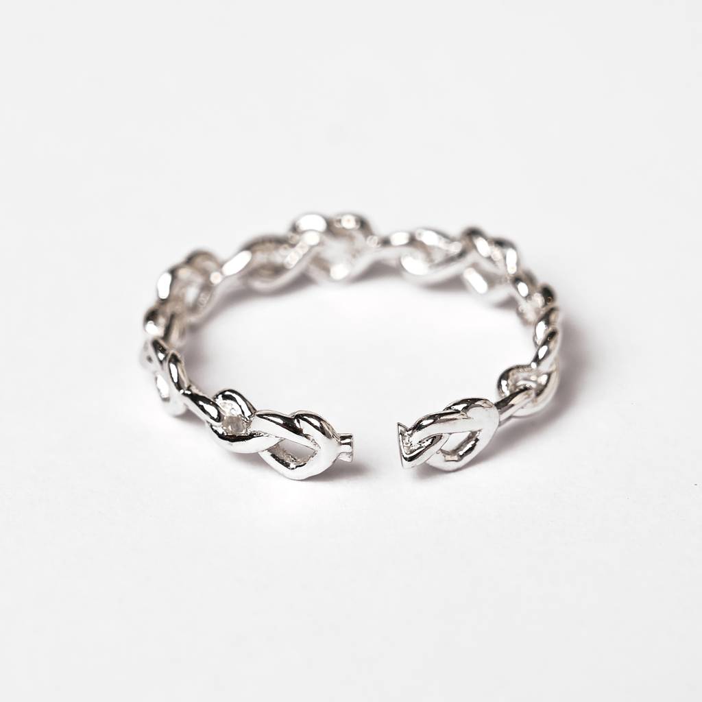 Clara Pure 925 Sterling Silver Knotted Heart Adjustable Thumb Band Finger Ring For Women & Girls : CSFR66