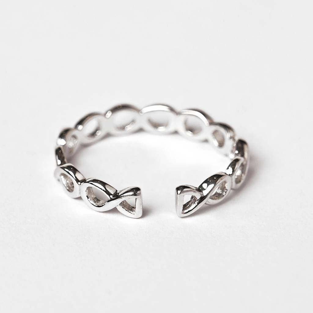 Clara Pure 925 Sterling Silver Infinity Adjustable Thumb Band Finger Ring For Women & Girls : CSFR67