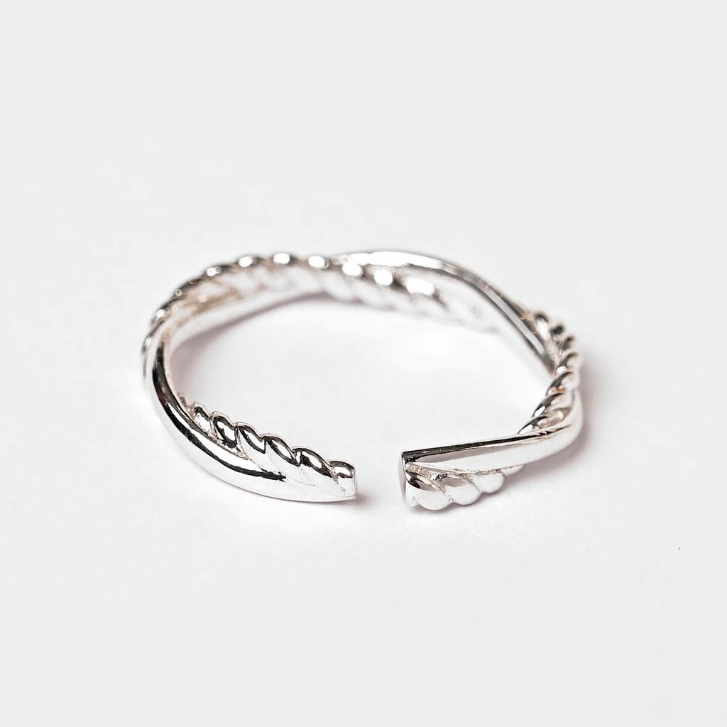 Clara Pure 925 Sterling Silver Minimal Office Wear Adjustable Thumb Band Finger Ring For Women & Girls : CSFR69