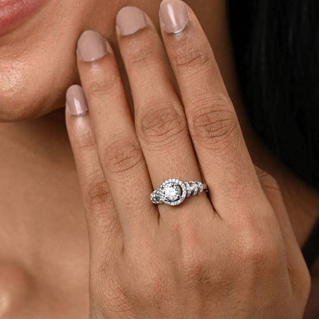 Clara 925 Silver Swiss Zircon Platinum Plated Adjustable Brisa Solitaire Cocktail Finger Ring : CSFR77