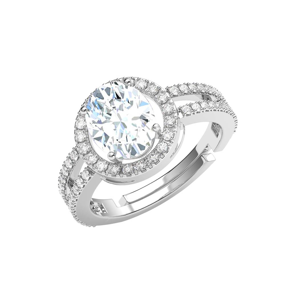 Clara 925 Silver Swiss Zircon Platinum Plated Adjustable Frida Statement Solitaire Finger Ring : CSFR81