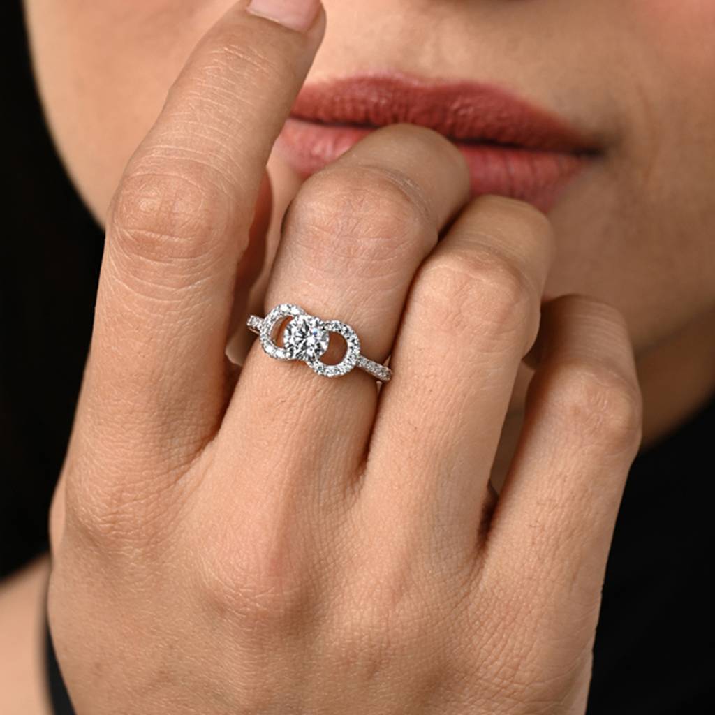 Clara 925 Silver Swiss Zircon Platinum Plated Adjustable Anya Solitaire Promise Finger Ring : CSFR86