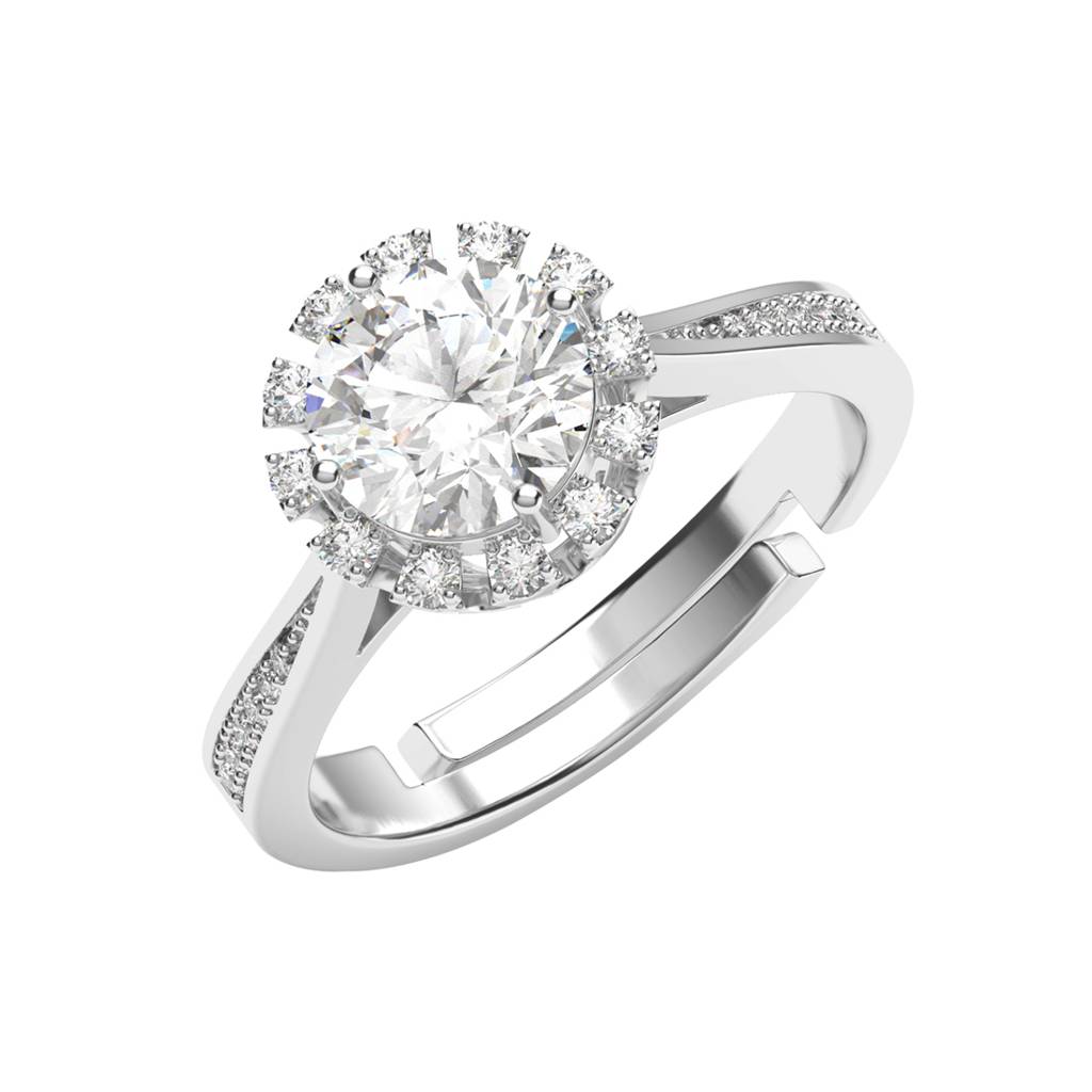 Clara 925 Silver Swiss Zircon Platinum Plated Adjustable Irina Stylish Solitaire Finger Ring : CSFR87