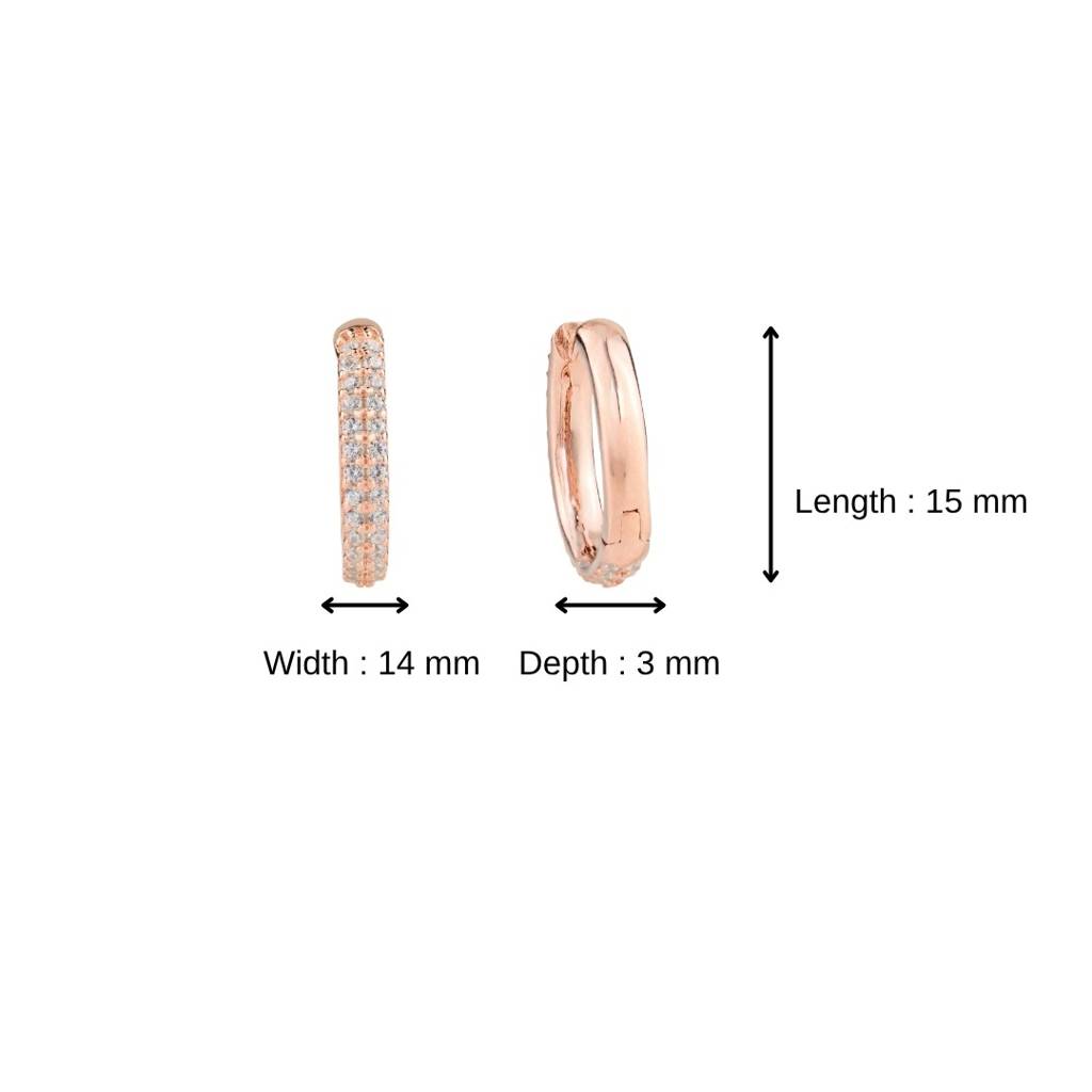 925 Silver Hoop Earrings Cz Diamond Bali In Rose Gold Finish : CSJ104