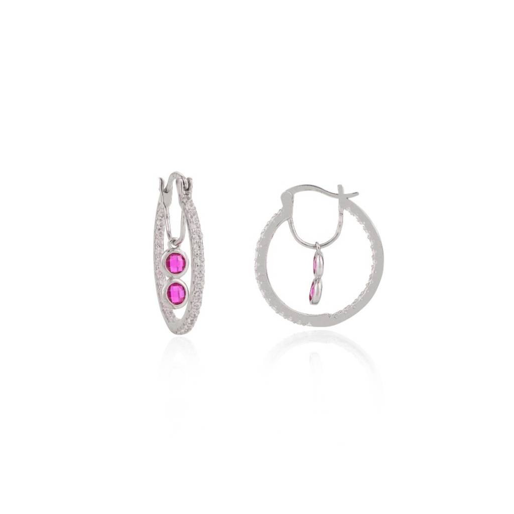 925 Silver Cz Diamond Charms Hoops Bali Earrings For Women : CSJ119