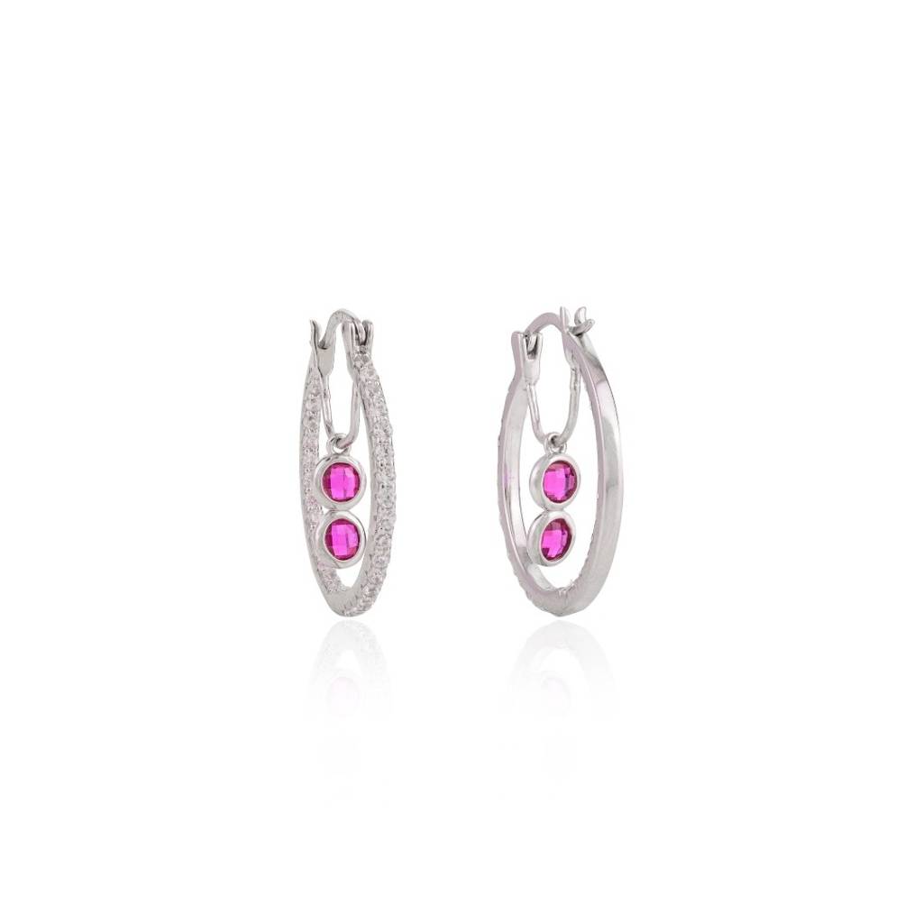 925 Silver Cz Diamond Charms Hoops Bali Earrings For Women : CSJ119