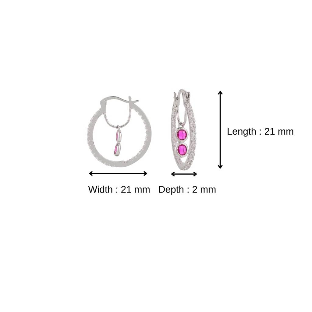 925 Silver Cz Diamond Charms Hoops Bali Earrings For Women : CSJ119