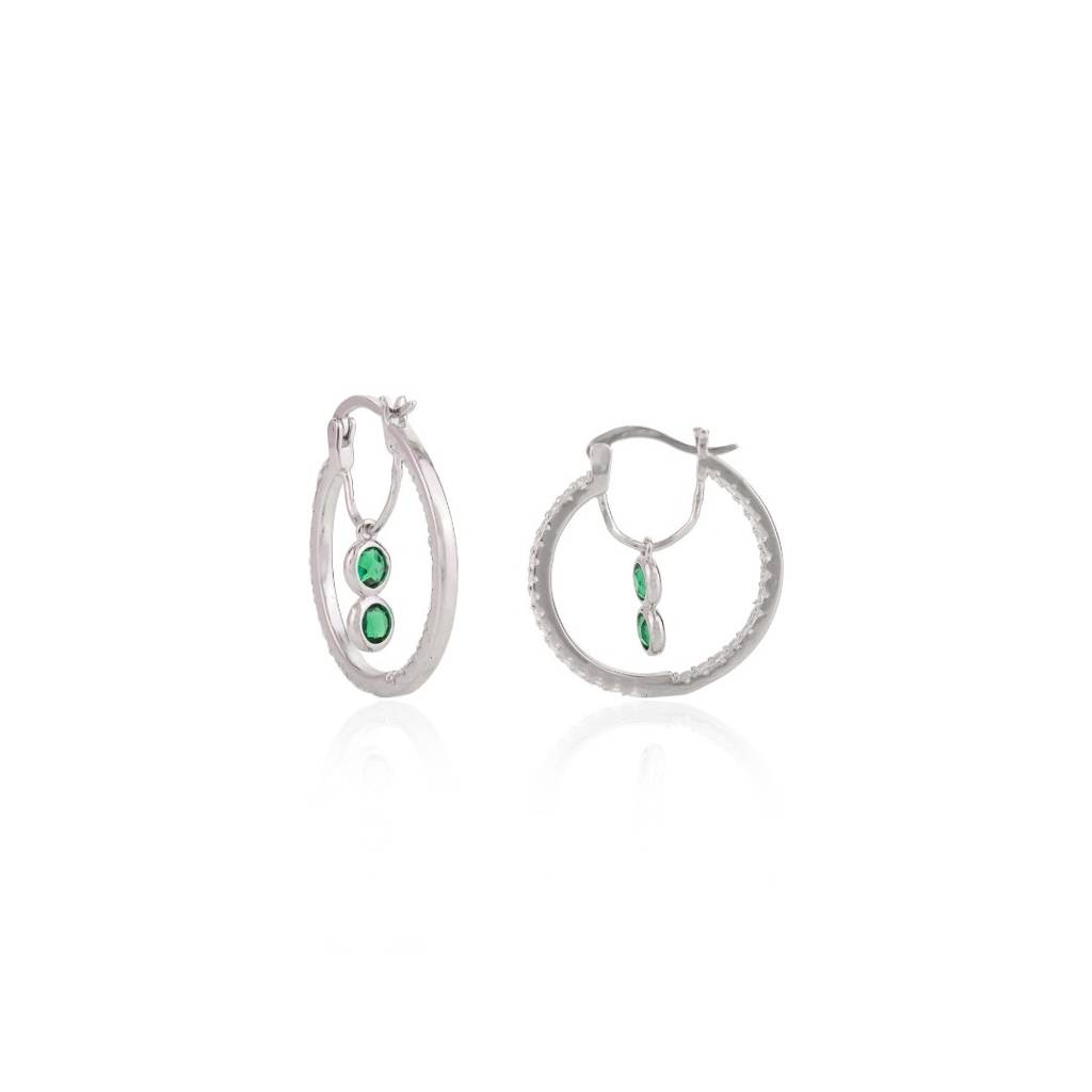 925 Silver Cz Diamond Charms Hoops Bali Earrings For Women : CSJ122