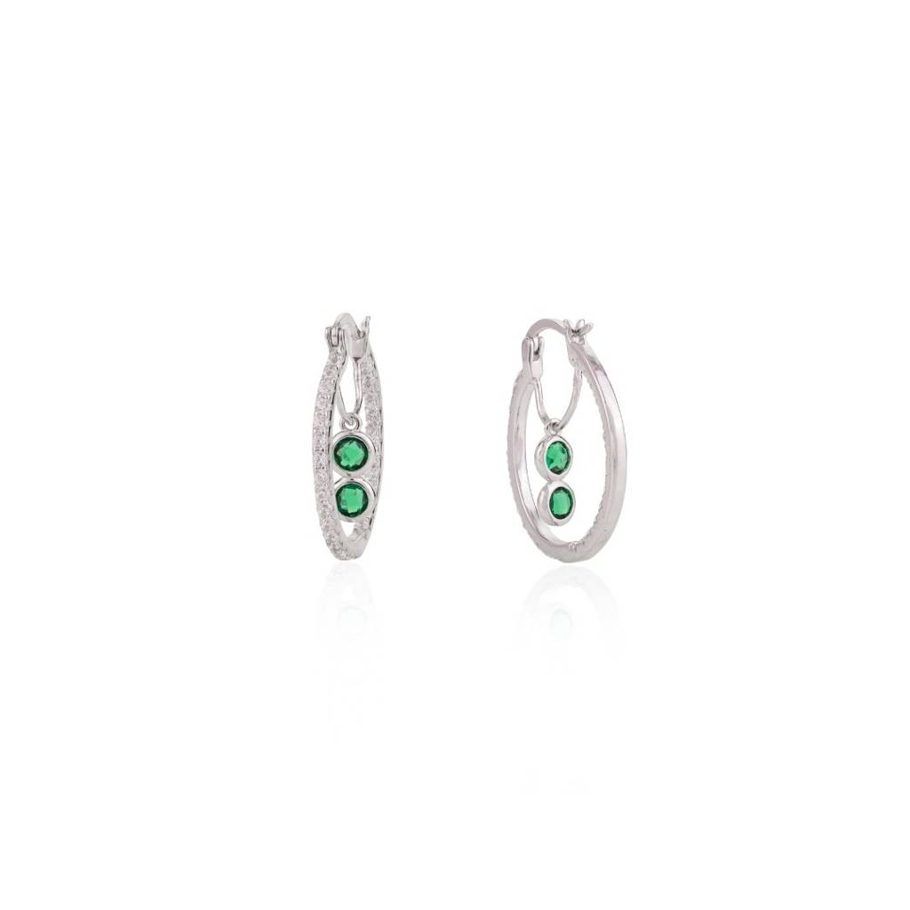 925 Silver Cz Diamond Charms Hoops Bali Earrings For Women : CSJ122