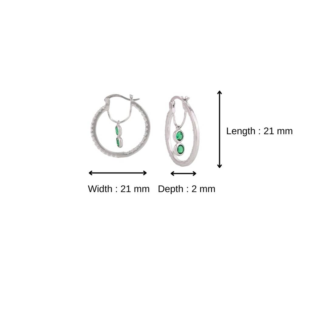 925 Silver Cz Diamond Charms Hoops Bali Earrings For Women : CSJ122