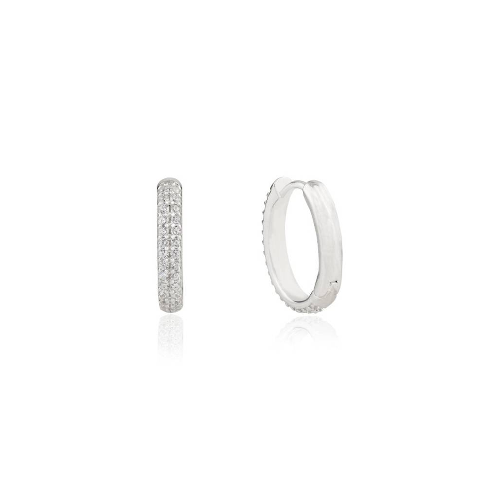 925 Silver Cz Diamond Bali Hoop Earrings : CSJ132