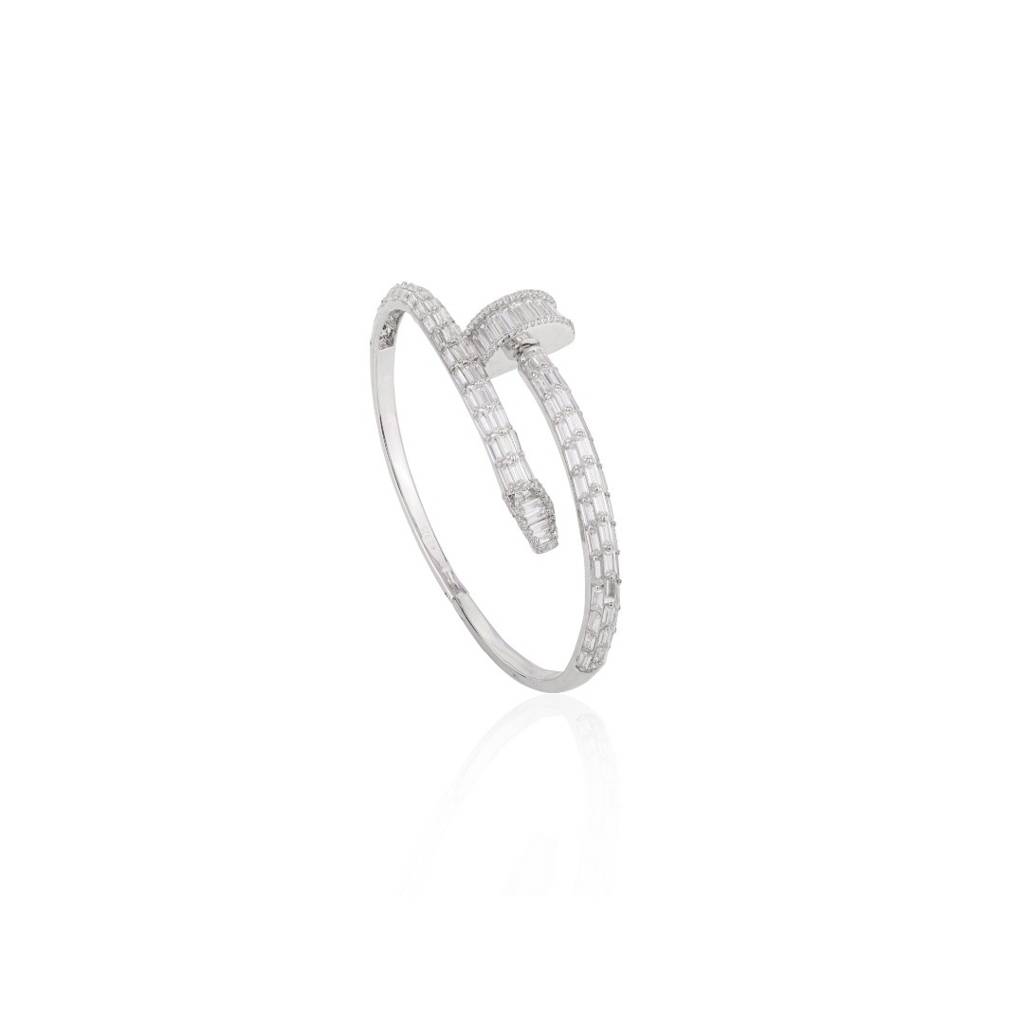 Stylish 925 Silver Nail Bracelet Featuring Cz Diamond Accents For Women : CSJ5