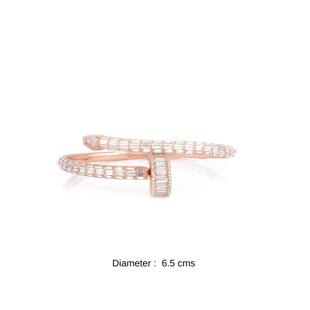 Stylish 925 Silver Nail Bracelet Featuring Cz Diamond Accents For Women : CSJ6