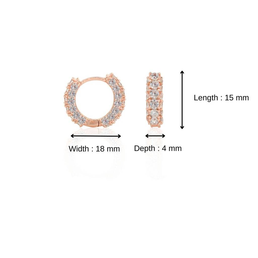 Rose Gold Minimal Hoops Earrings In 925 Silver With Clear Cz Diamonds : CSJ68
