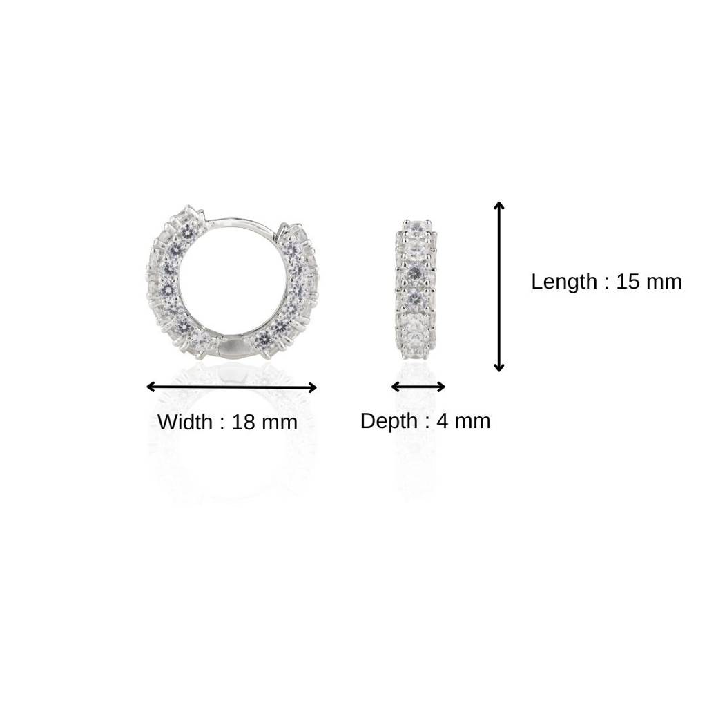 Hoop Earrings In 925 Silver With Clear Cz Diamonds In Secure Prong Settings : CSJ88