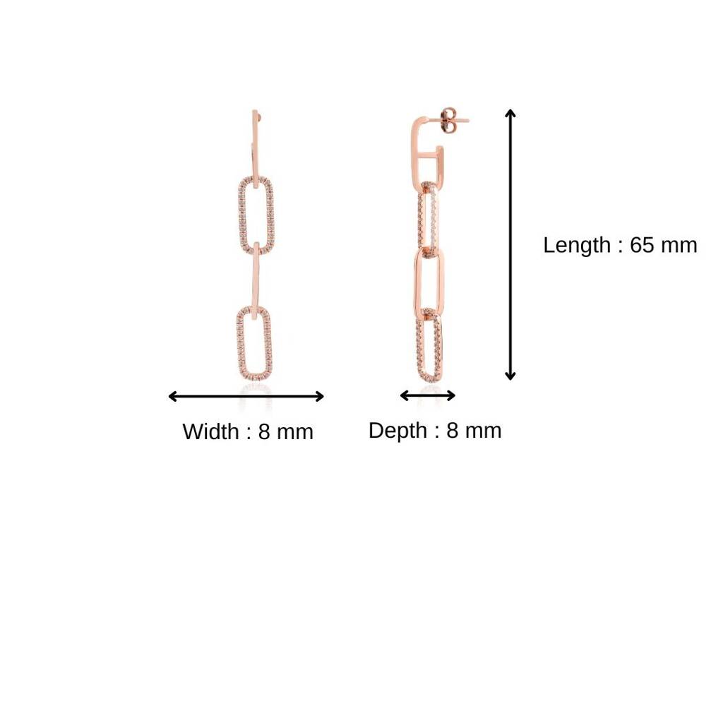 Paperclip Link Chain Earrings In 925 Silver : CSJ90