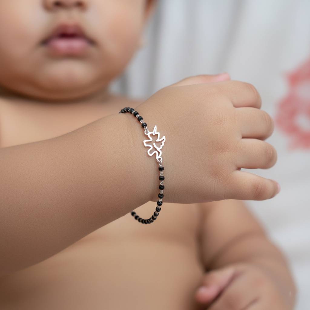 Baby Nazariya Kids Unicorn Bracelet With Black Beads Gift For Baby Boys And Girls : CSKDBR10