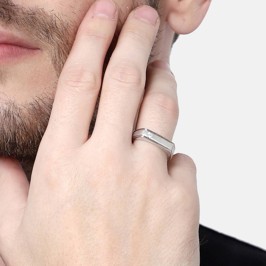 Clara 925 Sterling Silver Adjustable Matte Finish Rhodium Plated Dario Band Ring For Men & Boys : CSMR10