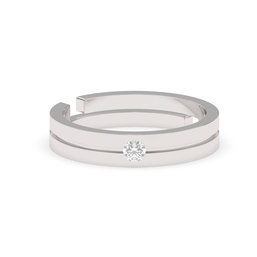 Clara 925 Sterling Silver Adjustable Rhodium Plated Swiss Zirconia Magnus Band Ring For Men & Boys : CSMR11